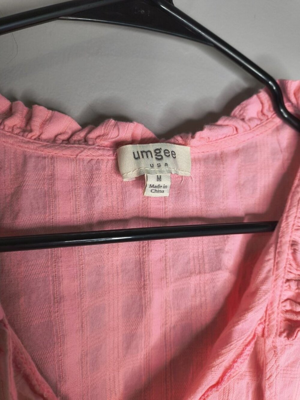 Umgee Pink Babydoll Blouse Boho Ruffled Split Long Sleeve Women's Size Medium - Picture 5 of 12